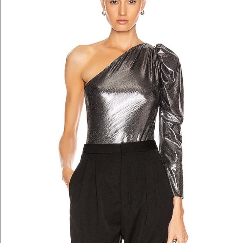 Alix NYC one shoulder lame bodysuit - perfect condition!